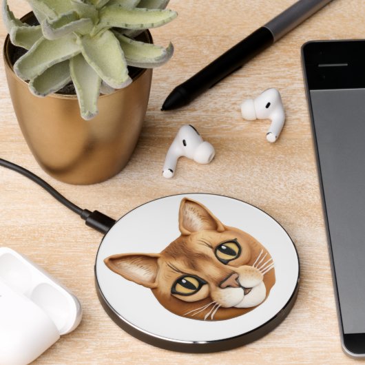 Abyssinian Cat 3D Inspired Wireless Charger (Desk 2)