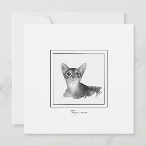Abyssinian Cat Black and White Drawing Note Card