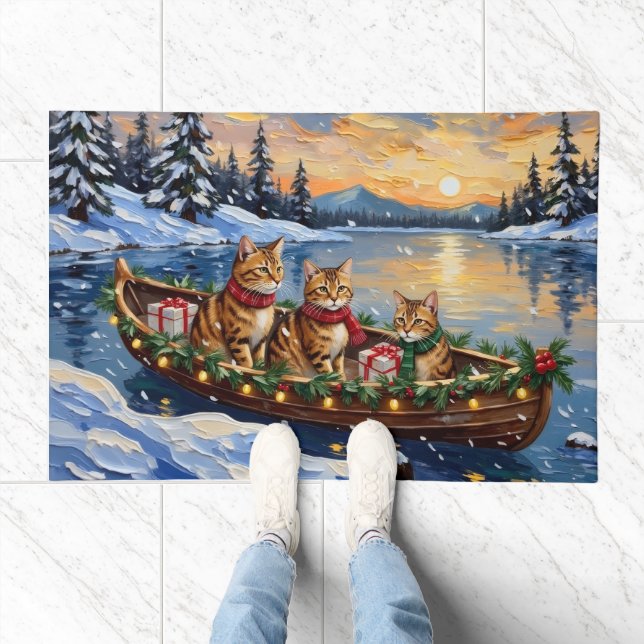 Abyssinian Cat Christmas Boat Holiday Doormat (Indoor)