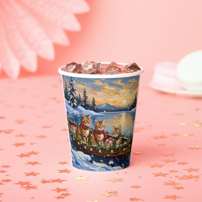 Abyssinian Cat Christmas Boat Holiday Paper Cups (Insitu)