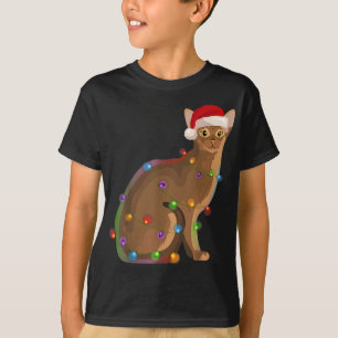 Abyssinian Cat Christmas Lights Xmas Cat Lover T-Shirt