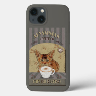 Abyssinian Cat Coffee Capurrrccino Vintage Poster iPhone 13 Case