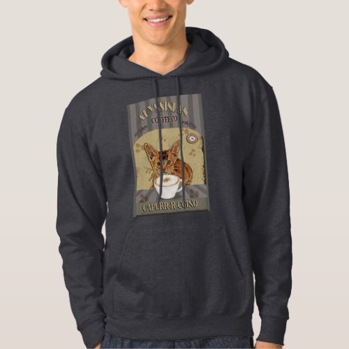 Abyssinian Cat Coffee Capurrrccino Vintage Poster Hoodie