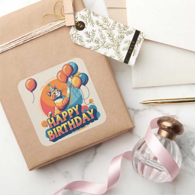 Abyssinian Cat Colorful  Square Sticker (Gifting)