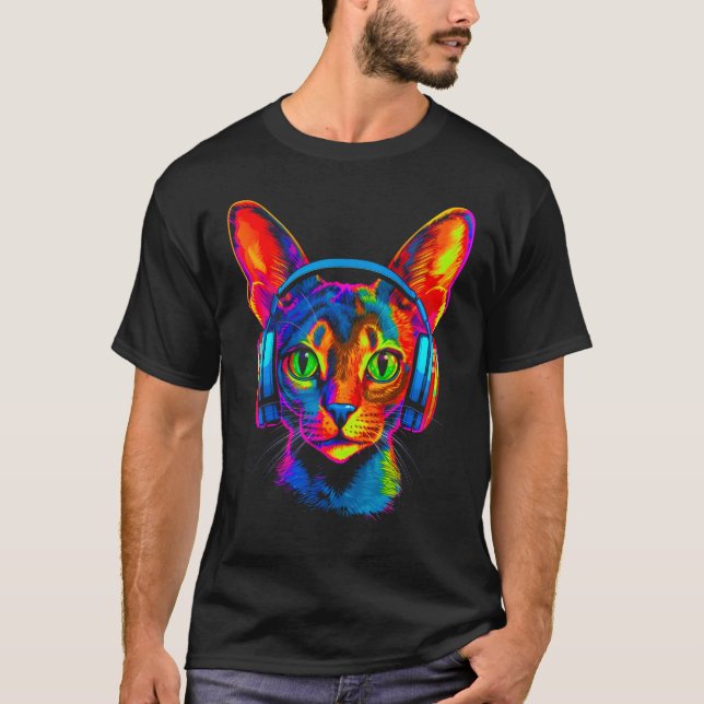 Abyssinian Cat DJ Festival T-Shirt (Front)