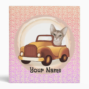 Abyssinian Cat Driving Car 3 Ring Binder