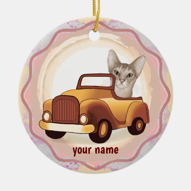 Abyssinian Cat Driving Car  ornament (Front)