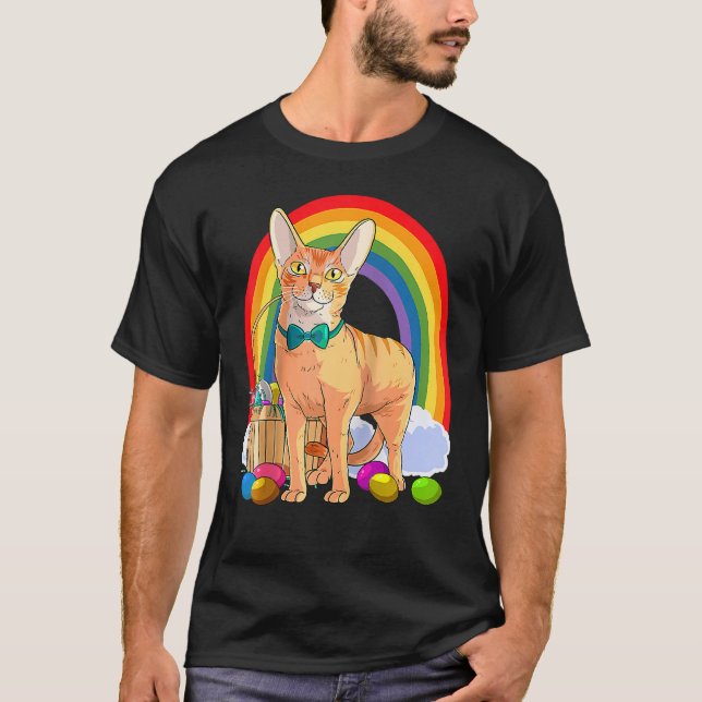 Abyssinian Cat Easter Eggs Bunny Raglan T-Shirt (Front)