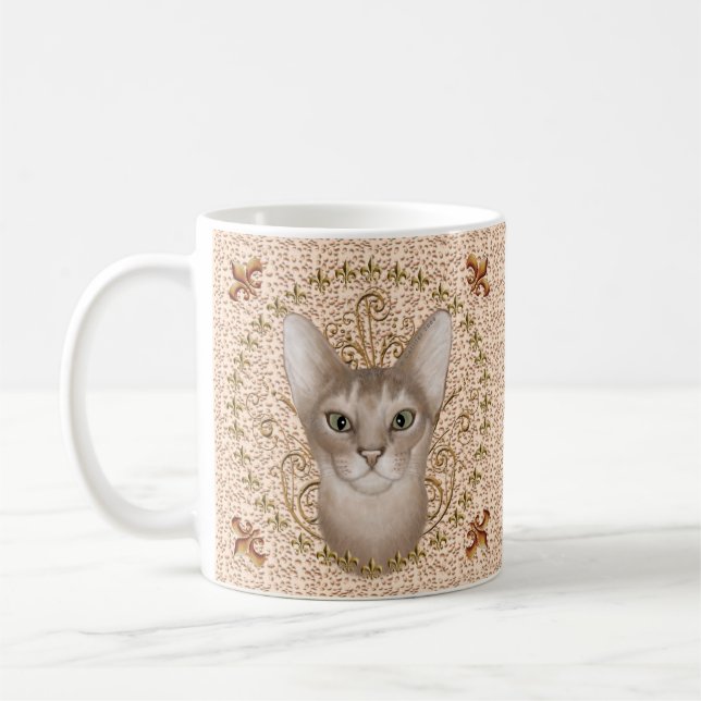 Abyssinian Cat Fleur De Lis mug (Left)
