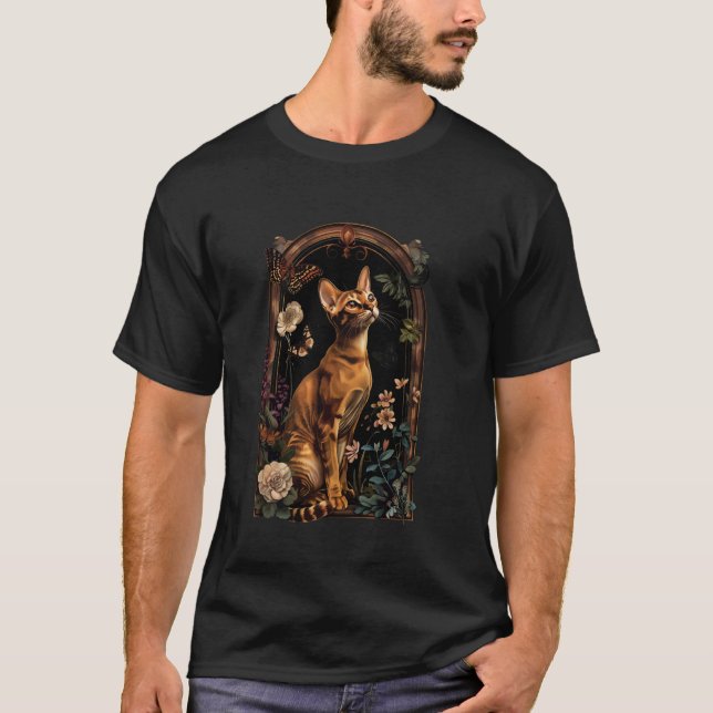 Abyssinian Cat Flower T-Shirt (Front)