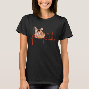 Abyssinian Cat Heartbeat EKG Funny I Love My Aby C T-Shirt