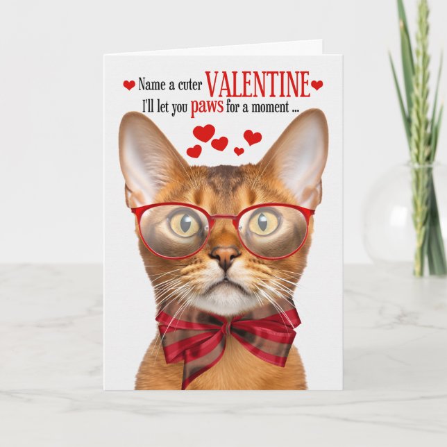 Abyssinian Cat Lover Feline Humor Valentine's Day Holiday Card (Front)