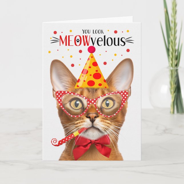 Abyssinian Cat MEOWvelous Birthday Card (Front)