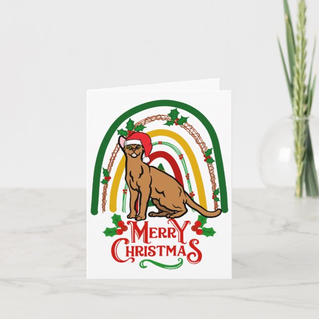 Abyssinian Cat Merry Christmas Card (Front)