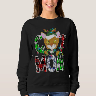 Abyssinian Cat Mom Lights Plaid Xmas Pajama Reinde Sweatshirt