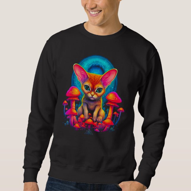 Abyssinian Cat Psychedelic Mushroom Sweatshirt (Front)