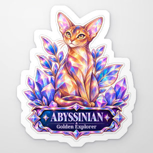 Abyssinian Cat, Rainbow Foil Art Sticker