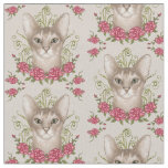 Abyssinian Cat Roses Fabric