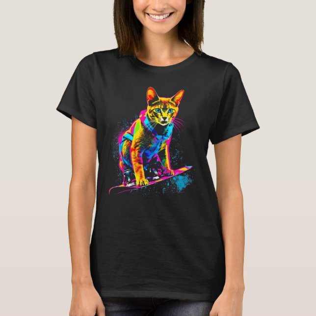 Abyssinian Cat Snowboard T-Shirt (Front)