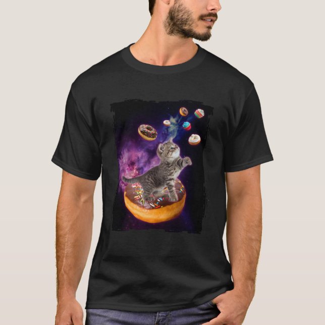 Abyssinian Cat Space Donuts  Kitty in Space Kid T-Shirt (Front)