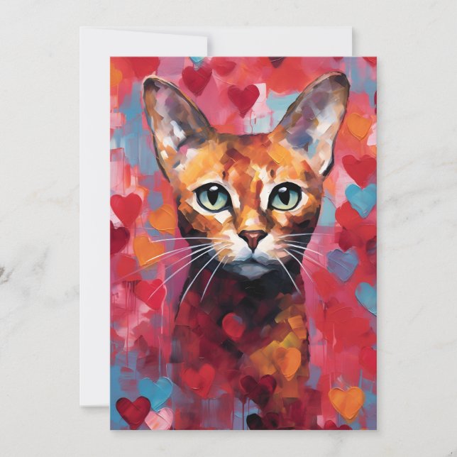 Abyssinian cat Valentine's day  Holiday Card (Front)