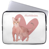 Abyssinian Cat Watercolor Kitty Pink Heart Laptop 