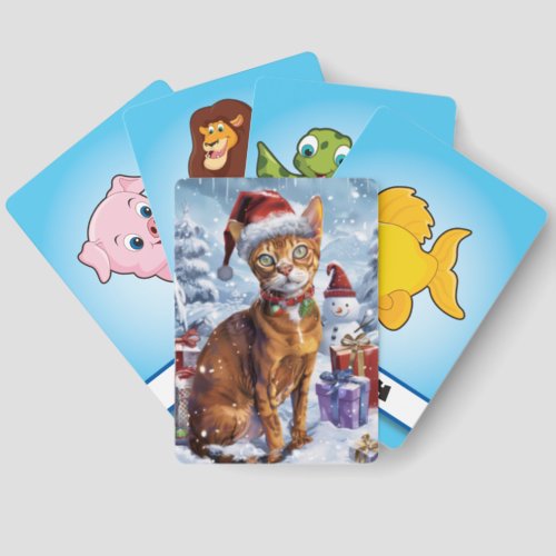 Abyssinian Cat Winter Wonderland Christmas Joy  Matching Game Cards