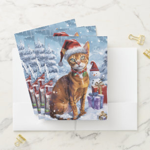 Abyssinian Cat Winter Wonderland Christmas Joy  Pocket Folder