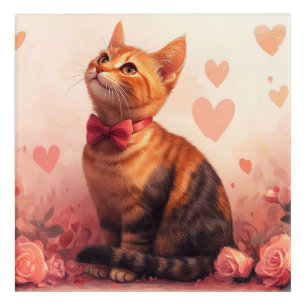 Abyssinian Cat with Roses - Valentine's Day Acrylic Print