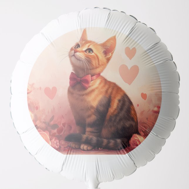 Abyssinian Cat with Roses - Valentine's Day Balloon (Front)