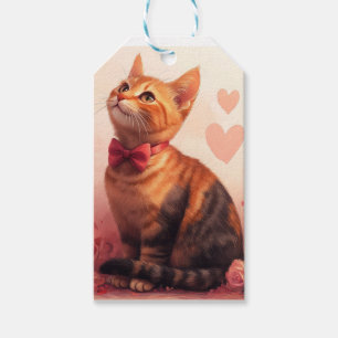 Abyssinian Cat with Roses - Valentine's Day Gift Tags