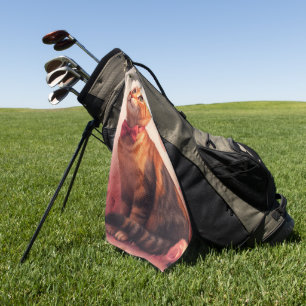 Abyssinian Cat with Roses - Valentine's Day Golf Towel