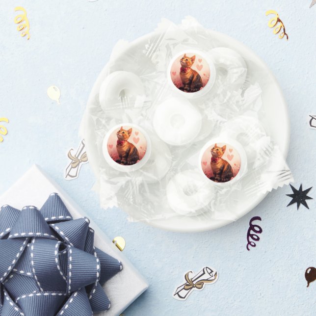 Abyssinian Cat with Roses - Valentine's Day Life Saver® Mints (Party)