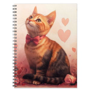 Abyssinian Cat with Roses - Valentine's Day  Notebook