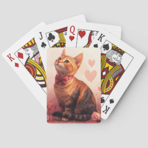 Abyssinian Cat with Roses - Valentine's Day Poker Cards