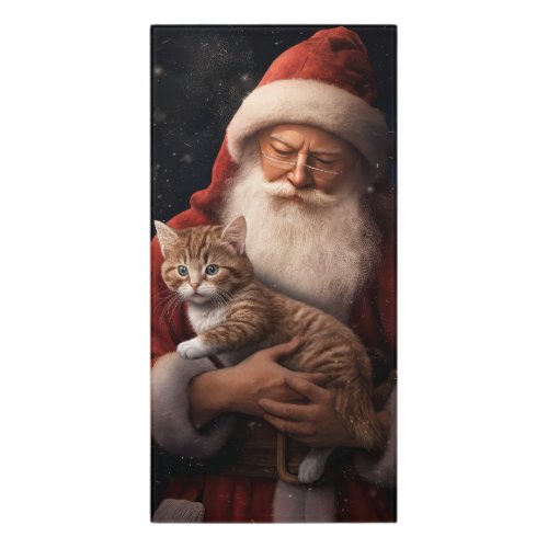 Abyssinian Cat with Santa Claus Festive Christmas  Door Sign