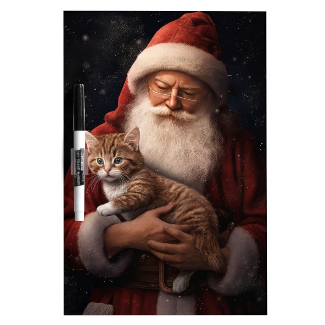 Abyssinian Cat with Santa Claus Festive Christmas  Dry Erase Board (Front)