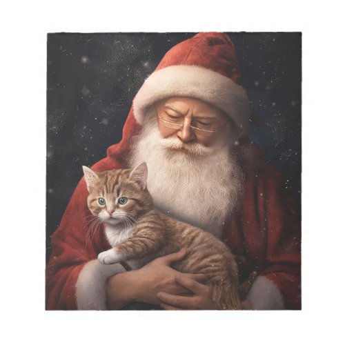 Abyssinian Cat with Santa Claus Festive Christmas  Notepad