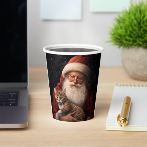 Abyssinian Cat with Santa Claus Festive Christmas  Paper Cups