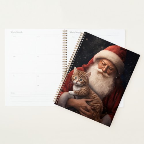 Abyssinian Cat with Santa Claus Festive Christmas  Planner