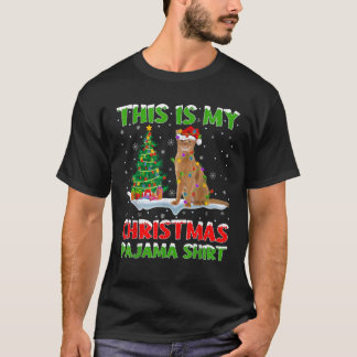 Abyssinian Cat Xmas Tree Lights This Is My Christm T-Shirt