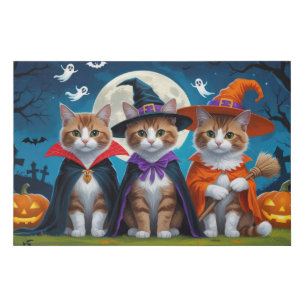 Abyssinian Cats Pumpkin Halloween Funny Faux Canvas Print