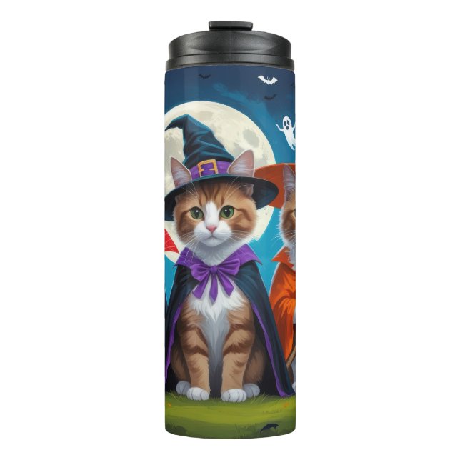Abyssinian Cats Pumpkin Halloween Funny Thermal Tumbler (Front)