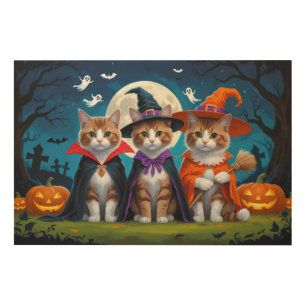 Abyssinian Cats Pumpkin Halloween Funny Wood Wall Art