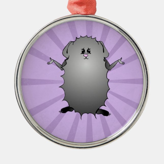 Abyssinian Guinea Pig Comic Metal Ornament (Front)