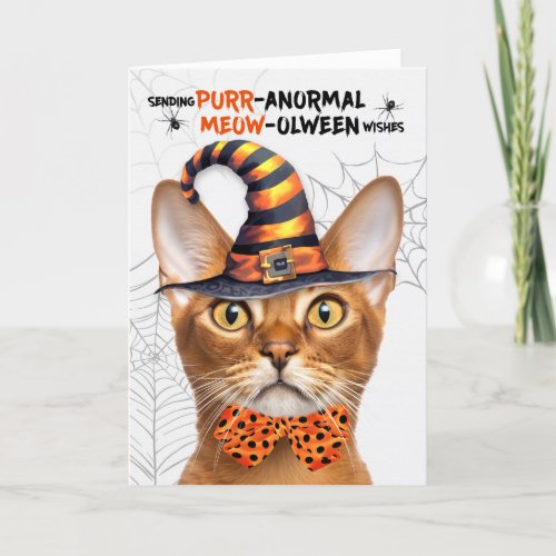 Abyssinian Halloween Cat PURRanormal MEOWolween Holiday Card