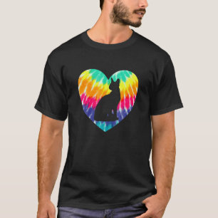 Abyssinian Heart With Ie Dye Print Abyssinian Cat  T-Shirt