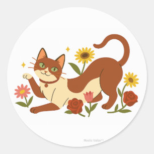 Abyssinian in the Daisies Classic Round Sticker