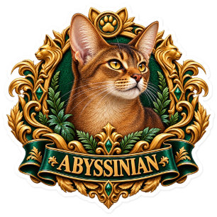Abyssinian, Jeweled Heirloom Art Sticker