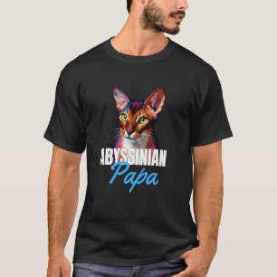 Abyssinian Papa Colorful Cute Cat Owner Boy Pet Lo T-Shirt